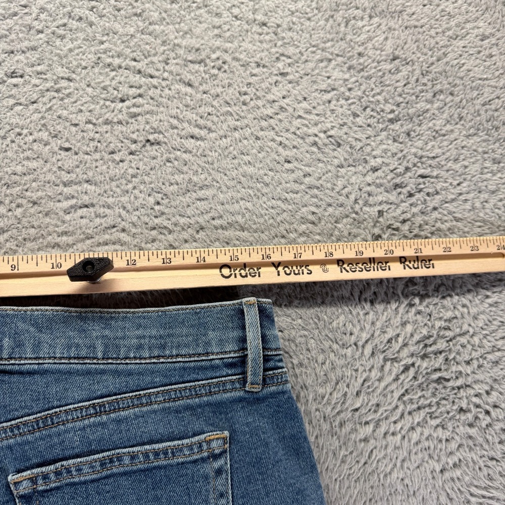 Loft Jeans Womens 10 Blue Cotton Denim Wide-Leg Faded Workwear Raw-Hem Stretch - Picture 10 of 13